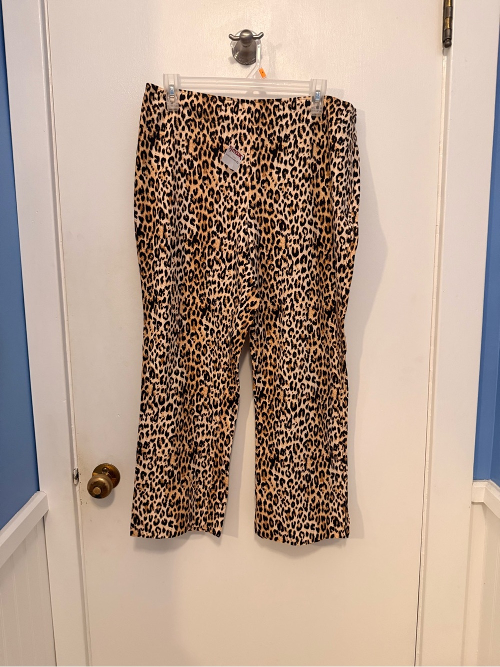 Zara Leopard Print Wide Leg Pants - Beige, Black & Brown Side Zipper Large